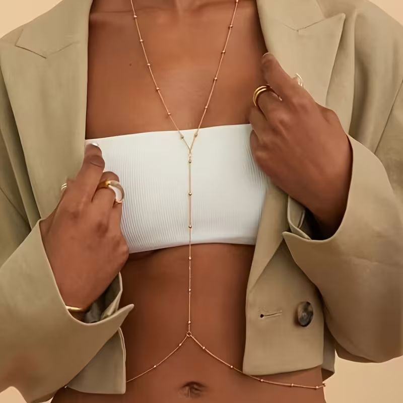 Body Jewelry For You - Corrente de Corpo Feminina Boêmia Simples