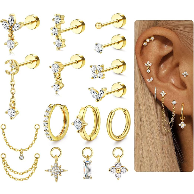 Body Jewelry Surgical Steel - Brincos de Cartilagem Calibre 16 para