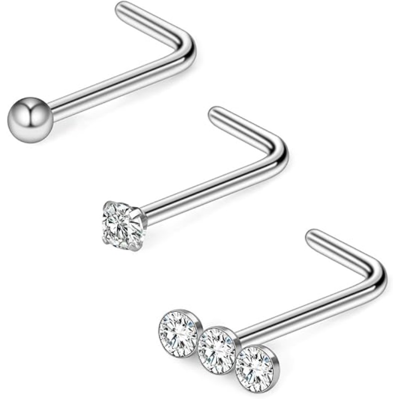 3PCS 20G Piercing de Nariz em  - Body Jewelry Surgical Steel avaliação e preço