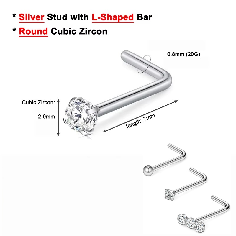 3PCS 20G Piercing de Nariz em  - Body Jewelry Surgical Steel avaliação e preço