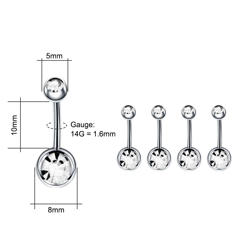 5 peças, 5 cores, 14G, 10mm, p - Body Jewelry Surgical Steel avaliação e preço