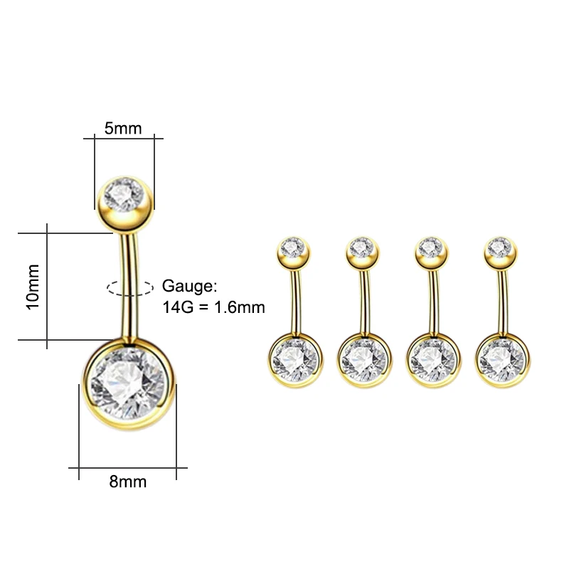 5 peças, 5 cores, 14G, 10mm, p - Body Jewelry Surgical Steel avaliação e preço