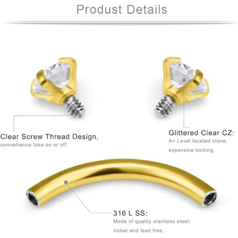 6 pares de joias para piercing - Body Jewelry Surgical Steel avaliação e preço