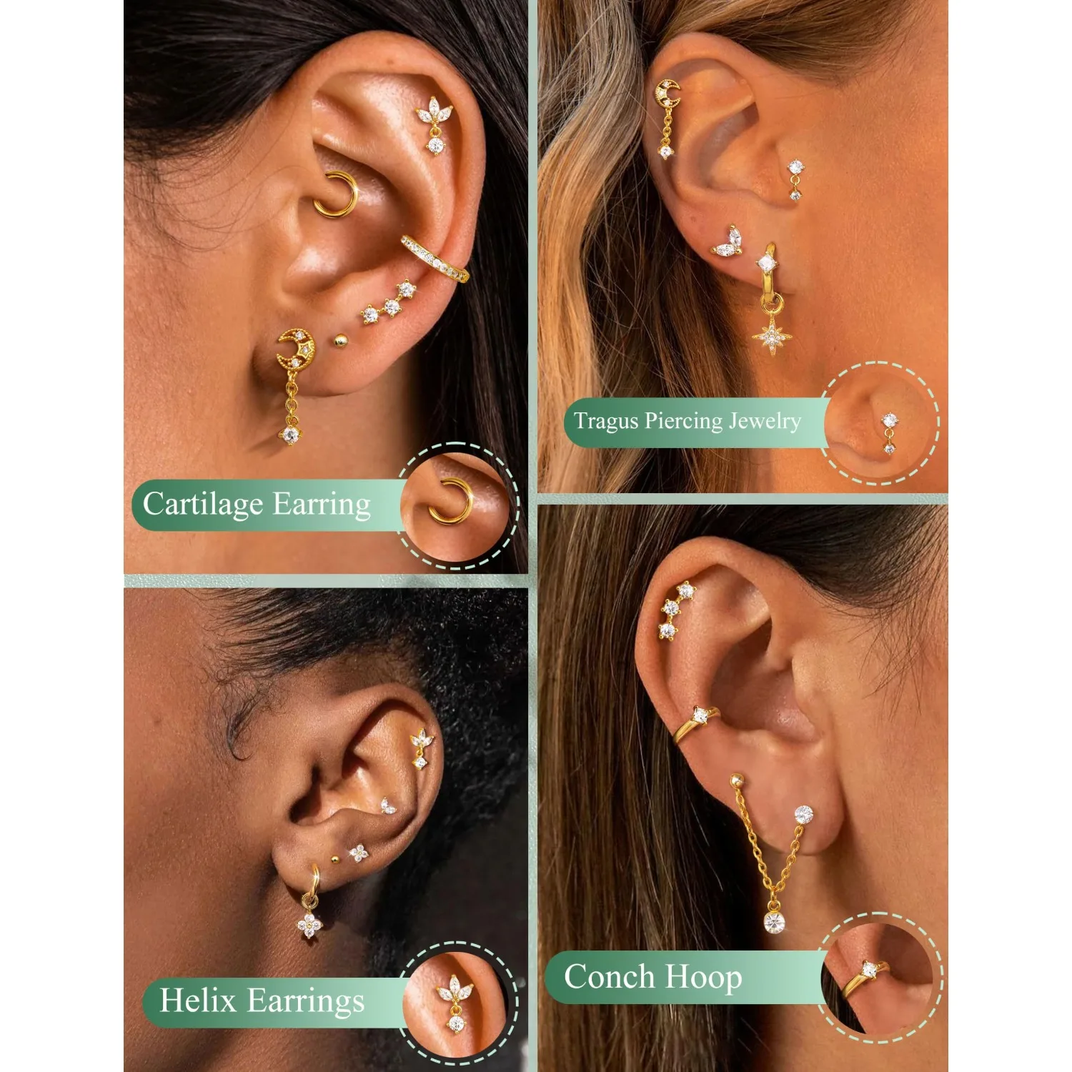 Brincos de cartilagem de calib - Body Jewelry Surgical Steel avaliação e preço